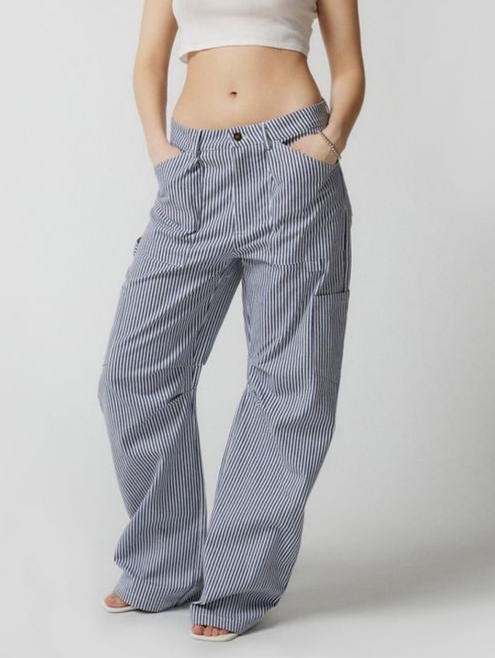 Urban Outfitters Lioness Miami Vice Low Rise Striped Baggy Wide Leg Cargo Jeans